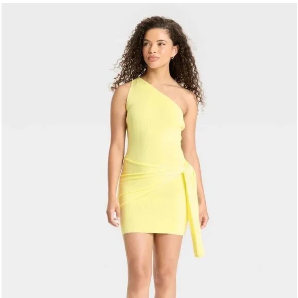 Women's Side-Tie Mini Sweater Dress - Wild Fable Medium Yellow NWT